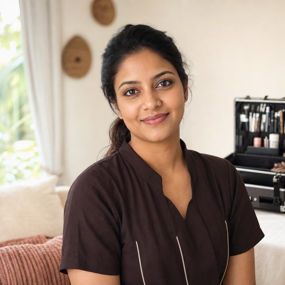 A female beauty professional presented in a Groomsy profile